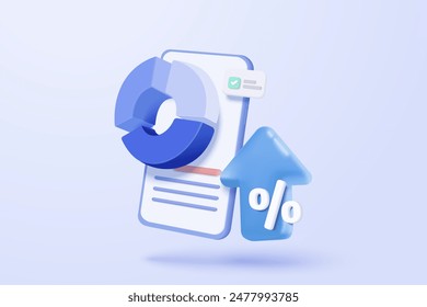 3D stock trading graph with mobile phone. Sell and buy money cash and exchange with finance business concept, earning investment. 3d bank trading vector icon for investment render illustration