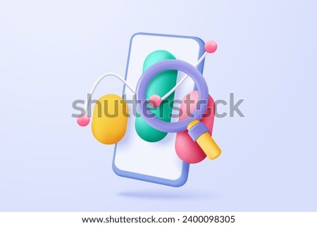 3D stock trading graph with mobile phone. 3d sell and buy money cash and exchange with finance business growth, earning investment. 3d bank trading vector icon for business success render illustration