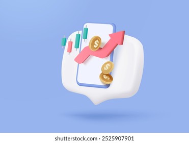 relatório gráfico de negociação de ações 3D para mercado estatístico em ícone de bolha. Vender e comprar dinheiro em dinheiro e troca com o negócio financeiro, analisando o investimento. Ilustração de renderização de vetor de ícone de negociação de banco 3d