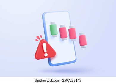 3D stock trading graph report for statistic in bubble icon. Sell and buy money cash and exchange with finance business failure, analyzing investment. 3d bank trading icon vector render illustration