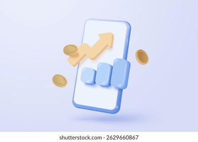 3D-Aktienhandel Diagramm Bericht für den statistischen Markt in Blase Symbol. Verkaufen und kaufen Sie Geld bar und tauschen Sie mit dem Finanzgeschäft, Analyse der Investitionen. 3D-Bank-Handel Symbol, Vektorgrafik