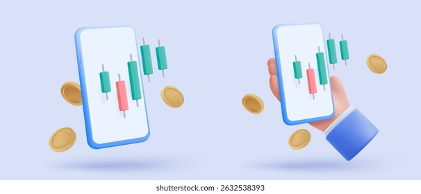 relatório gráfico de negociação de ações 3D para mercado estatístico em ícone de bolha. Vender e comprar dinheiro em dinheiro e troca com o negócio financeiro, analisando o investimento. Ilustração de renderização de vetor de ícone de negociação de banco 3d