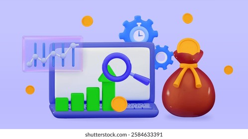 3D stock trading graph Sell and buy money cash and exchange with finance business concept Earning investment Take profit