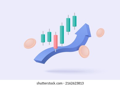 3d stock trading for successful idea. Excellent investing business and banking management. Investment management with 3d money coin and graph concept. 3D icon stock finance vector render illustration - Shutterstock ID 2162623813