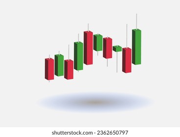 3d negociación de acciones para una idea exitosa. Excelente gestión comercial y bancaria. Gestión de inversiones con concepto de gráfico 3d. Ilustración vectorial 3D. 