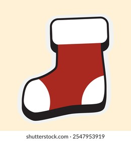 Forma de caja de Navidades de medias 3D. Sexto icono de etiqueta de estilo. Icono de Vector de alta calidad. Vector editable