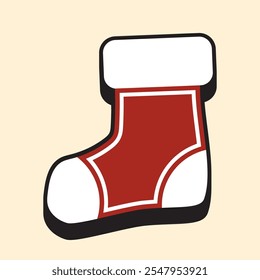 Forma de caja de Navidades de medias 3D. Icono de etiqueta de quinto estilo. Icono de Vector de alta calidad. Vector editable