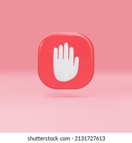 3D Stop sign, hand stop symbol, traffic stop, restricted. Vector illustration.