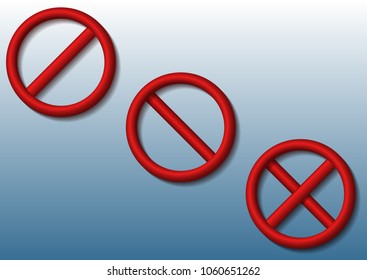 3d stop signs of different kinds with shadows on blue gradient background. Vector illustration in eps10.