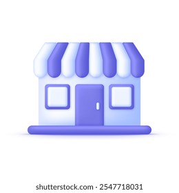 3D Store icon. Renting or selling a store. Realtor for buyers. Online shopping concept. Business and commerce. Trendy and modern vector in 3d style