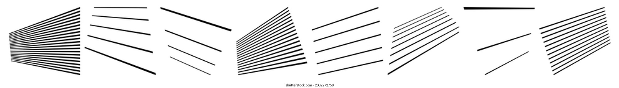 3D straight, parallel dynamic irregular lines, stripes element. Action, burst, speed comic effect lines