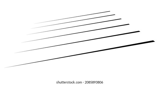 3D straight, parallel dynamic irregular lines, stripes element. Action, burst, speed comic effect lines