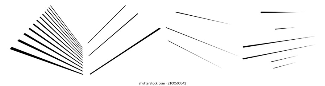 3D straight, parallel dynamic irregular lines, stripes element. Action, burst, speed comic effect lines