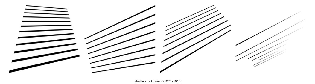 3D straight, parallel dynamic irregular lines, stripes element. Action, burst, speed comic effect lines