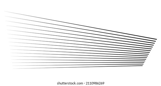 3D straight, parallel dynamic irregular lines, stripes element. Action, burst, speed comic effect lines
