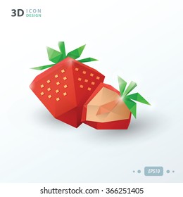 3d strawberries paper style