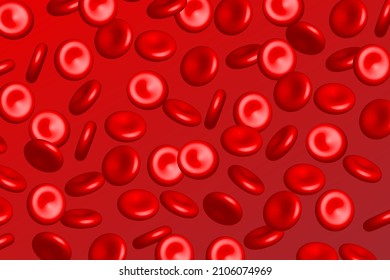 3d streaming blood cells on red background. Vector illustration. Health concept