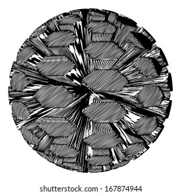3D striped futuristic ball vector - isolated transparent object on white background