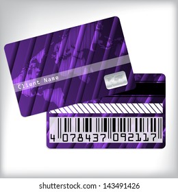 3d striped loyalty card design with world map