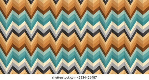 3D stripes running horizontally like a curved wall. For printing and applying to seamless surfaces such as wallpaper or packaging. Vector seamless paper pattern.