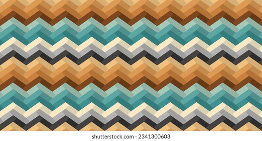 3D stripes running horizontally like a curved wall. For printing and applying to seamless surfaces such as wallpaper or packaging. Vector seamless paper pattern. Paper seamless pattern.