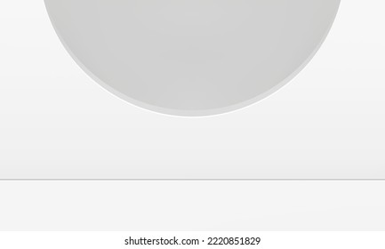 3d studio background showcase promo advertising space white display semicircle geometric design realistic vector illustration. Presentation backdrop empty showroom product performance