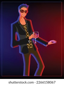 3d studio character highlight light club night dance blue red party