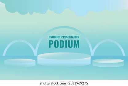 3D studio display showroom product pedestal, Fashion stage showcase mockup scene.