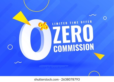 3d style 0 percent commission or interest free promo background vector