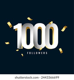 3d style 1000 lettering background for thanking your followers vector