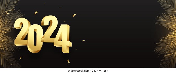 3d style 2024 golden text new year banner with text space vector