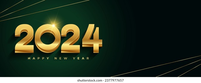 3d style 2024 golden text new year eve wallpaper with shiny effect vector