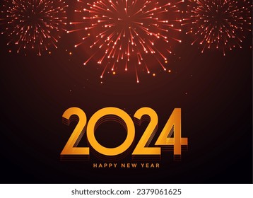 3d style 2024 new year eve firework celebration background design vector