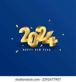 3d estilo 2024 fondo de celebración de año nuevo con decoración de confeti vector