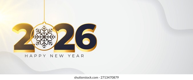 Vector de Anuncio blanco festivo del año nuevo del estilo 3D 2026