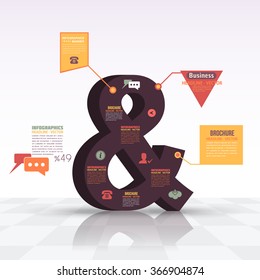 3d Style Ampersand Symbol, Flat Infographics Design and Web Elements. Business, Marketing Concept Vector Template