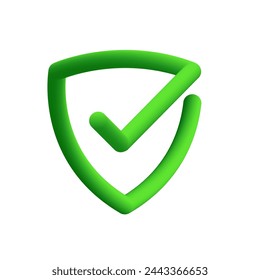 3d style approved shield logo for safe and secure data access vector