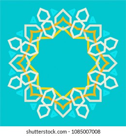 3d Style Arabic Ornament Design. Geometric Circle with Islamic Floral Pattern. great for Ramadan Kareem banner, poster, cover, greeting card.