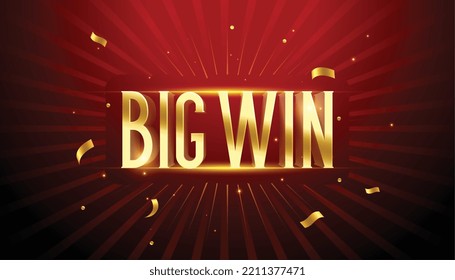 3d style big win golden retro background vector