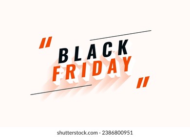 3d style black friday lettering minimal background for mega sale event vector