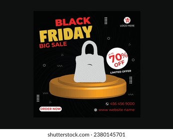 3d estilo friday negro súper venta medios sociales diseño de pancartas
