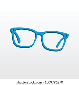 3d Style blue gradient eyeglasses icon vector illustration. Blue eyeglasses silhouette isolated on white background