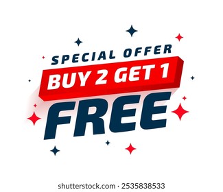 3d style buy two get one free festive sale background design vector