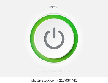 Kreisstartsymbol im 3D-Stil und Betriebsschalter drücken. Fahren Sie das Symbol herunter. On-Off-Icon für mobile App, Website, UI UX.