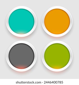 3d style colorful round button in set vector