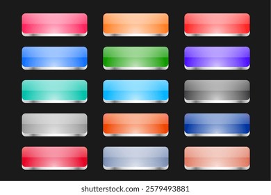 3d style colorful web button sign in set vector