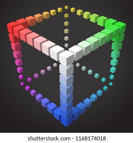 3d style cubic frame design with cubes. suitable for any banner, ad, technology and abstract themes.