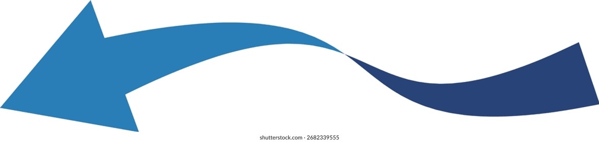 Flecha curva de estilo 3D, simple, azul