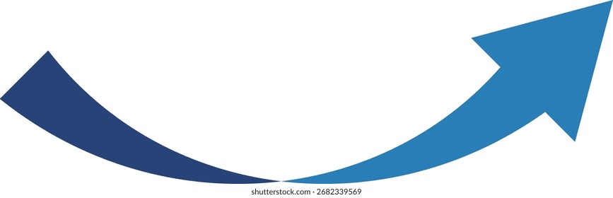 Flecha curva de estilo 3D, simple, azul