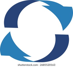 Seta curva estilo 3D, única, azul